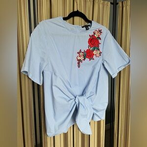 Pinstripe embroidered top